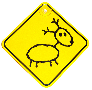 Yellow reindeer sign