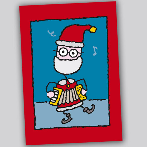 Santa with accordion x-mas card