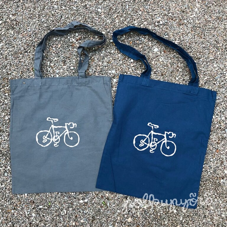 Bicycle totebag blue or gray