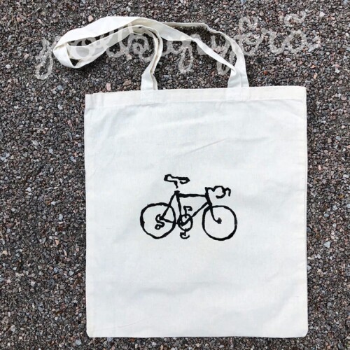 Bicycle tote bag natural white