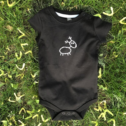 Babybody black, reindeer